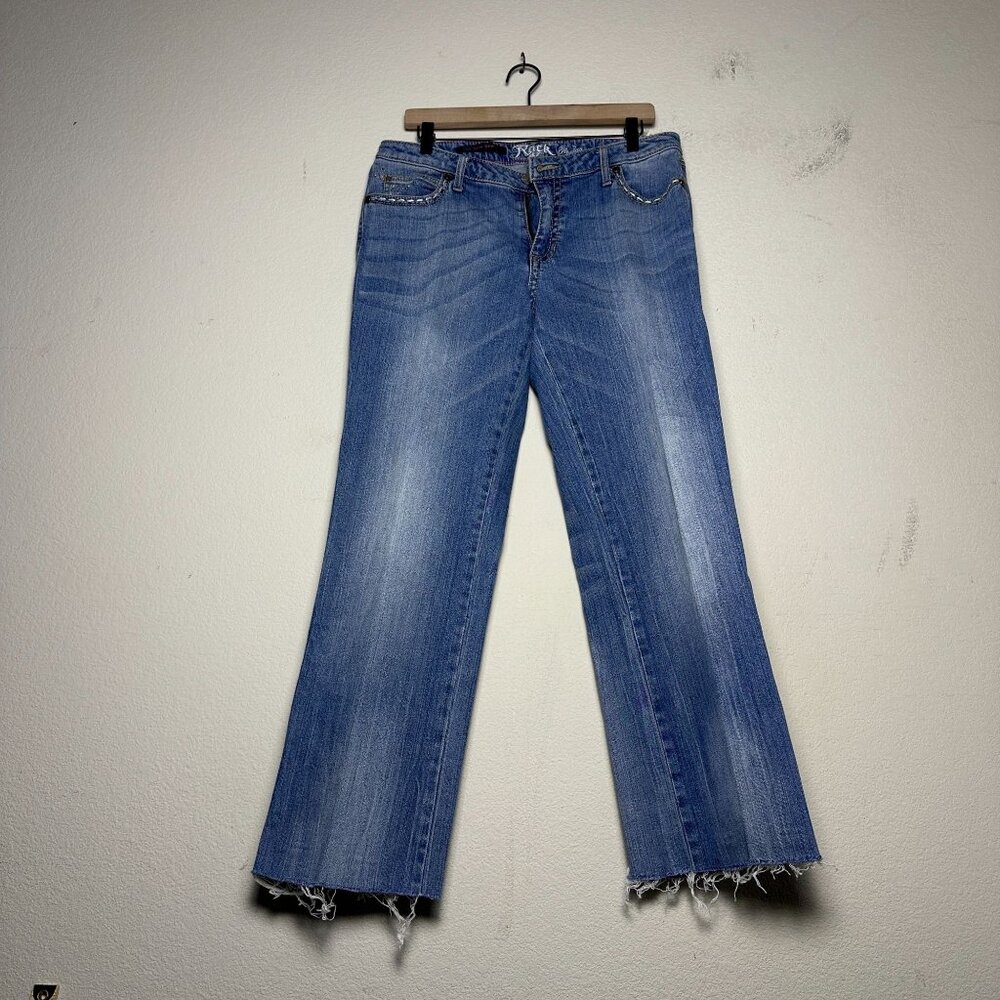 Rock 47 Wrangler Denim Jean Pant Women 12 Lowrise Indie Rock Punk Y2K Distressed
